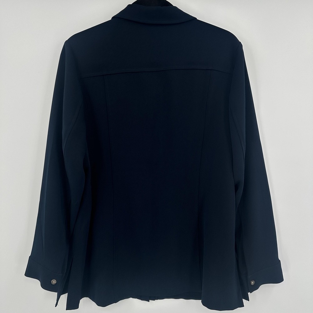 J Jill Wearever Collection Shirt Womens Medium Navy Button Front Long Sleeve - Picture 7 of 10